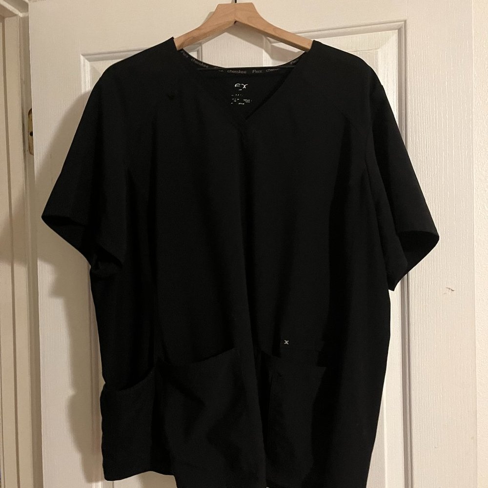 Cherokee Flex Scrub Top-Black (2XL)-402